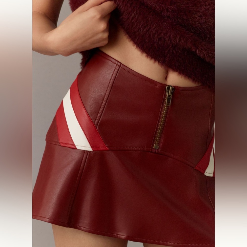 Faux leather moto mini skirt